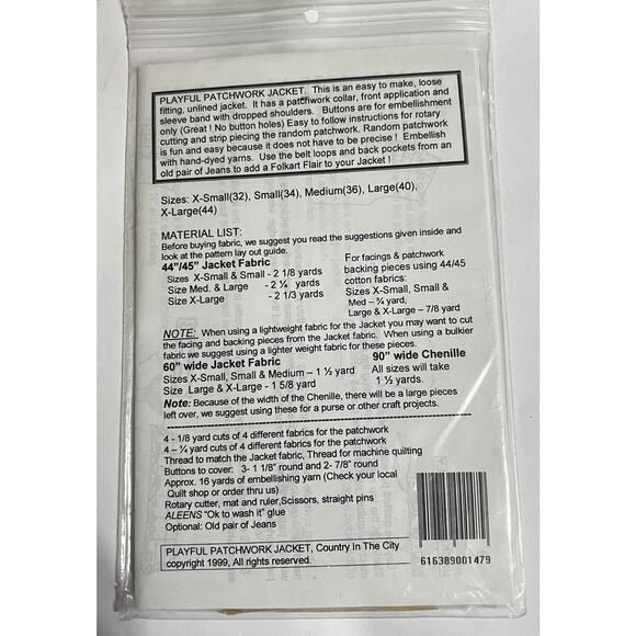 NEW Country In The City-Playful Patchwork Jacket- Pattern and Instructions - Picture 2 of 2